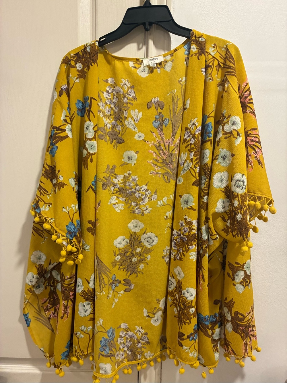 Umgee Mustard Yellow Floral Kimono Small Medium